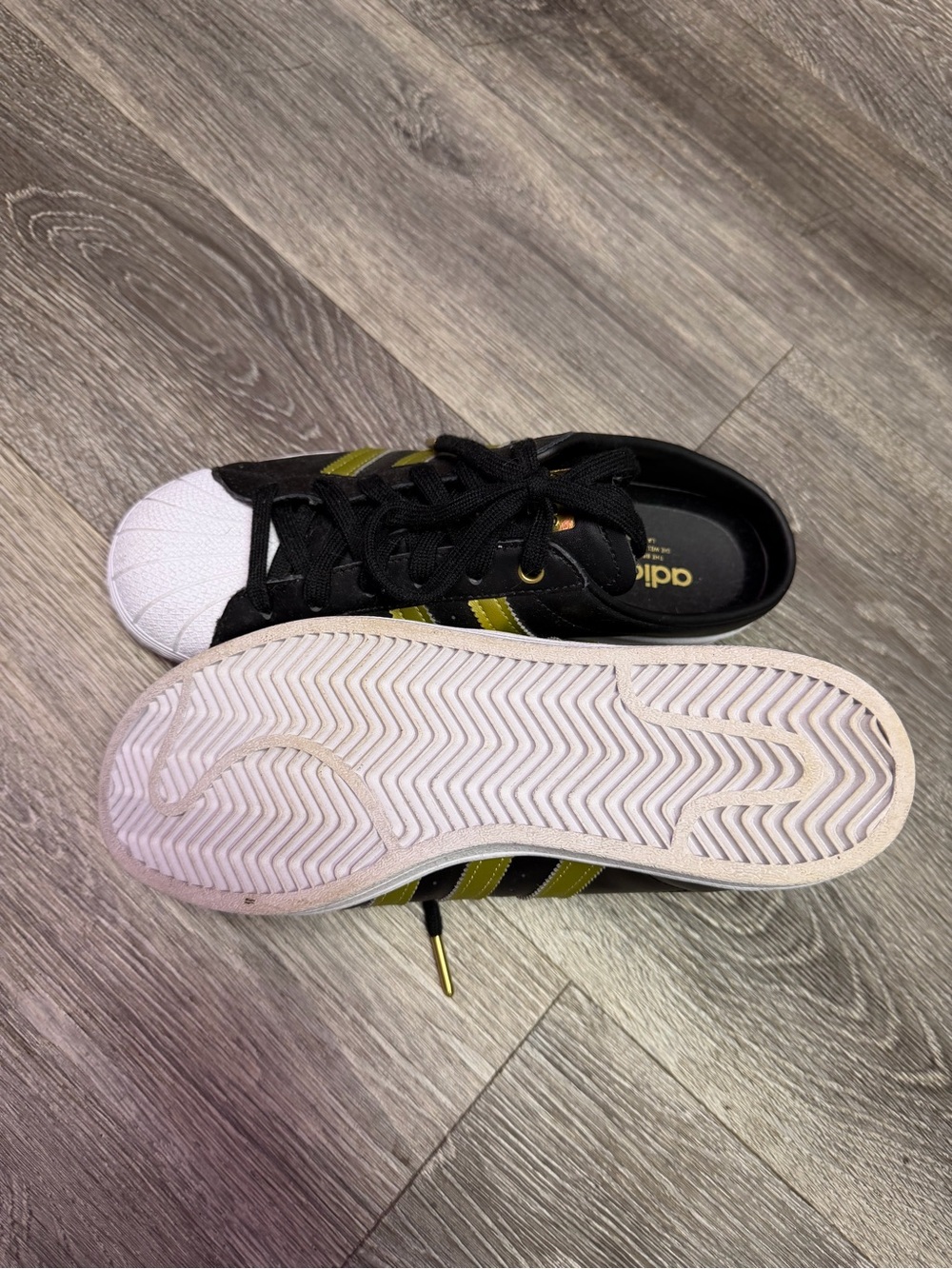 adidas Superstar Slip-On Sneakers in Black and Gold - Picture 2 of 5